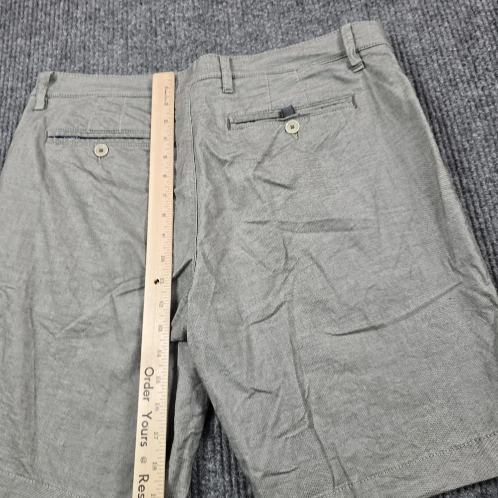 Ted Baker Shorts Mens 36 Gray Olive Stretch Chino Flat Front Casual 9"‎ Inseam - Picture 11 of 12